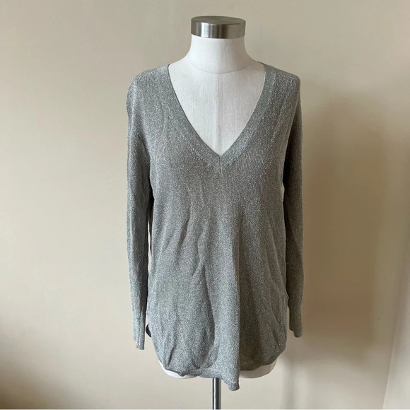 Reiss Bless metallic thread deep v-neck sweater 17961 - Picture 3 of 10